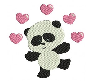 Stickdatei - Patti Panda Herzen voll